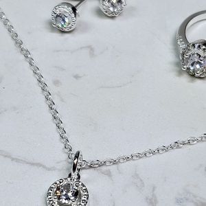 Silver plated set jewelry cubic zirconia